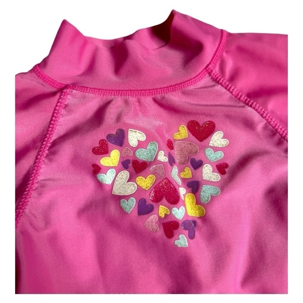 UV Skinz UPF 50+ Rashguard Set Girls Pink with Bucket Hat 3T